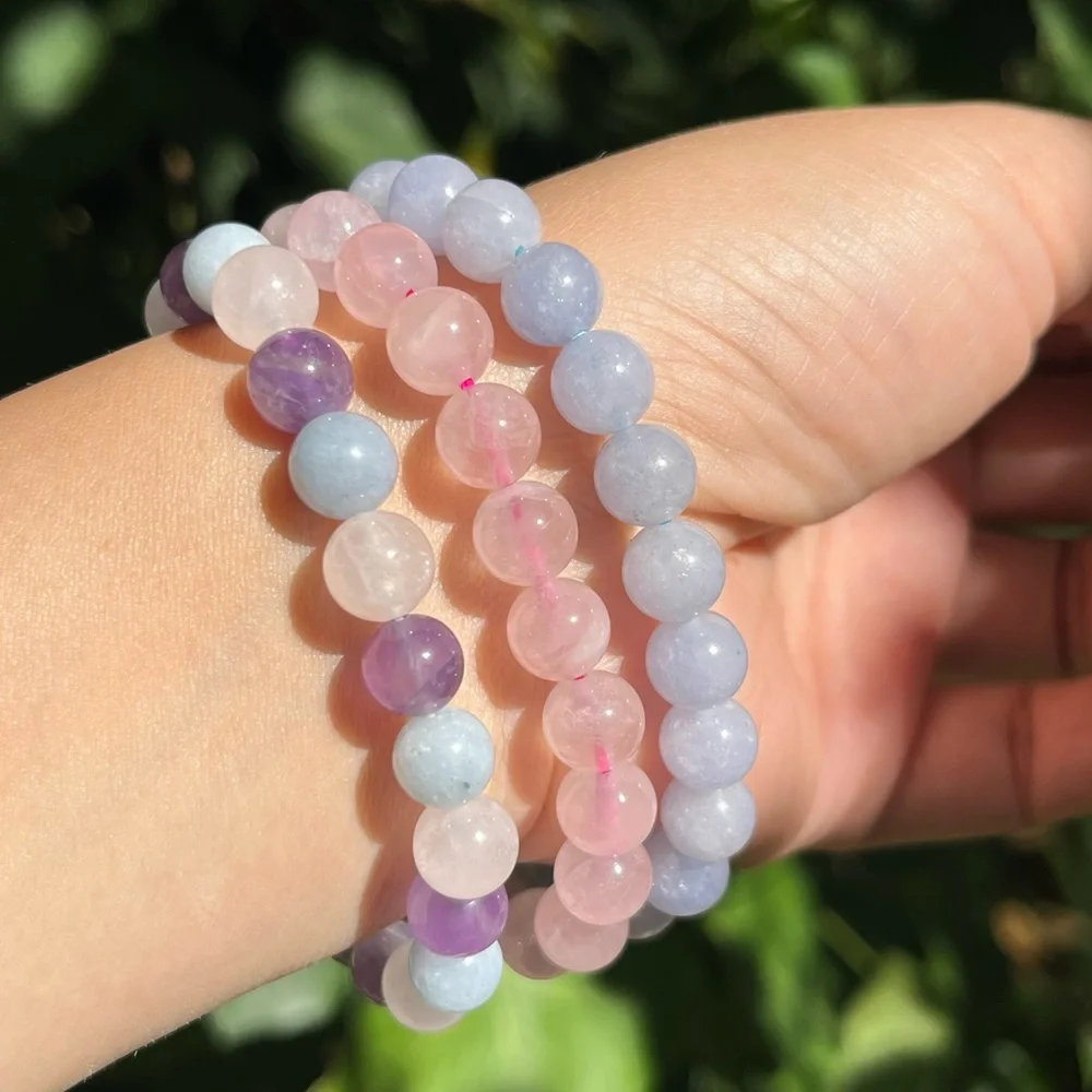 8mm‎ Dainty blue Multistone bracelet set